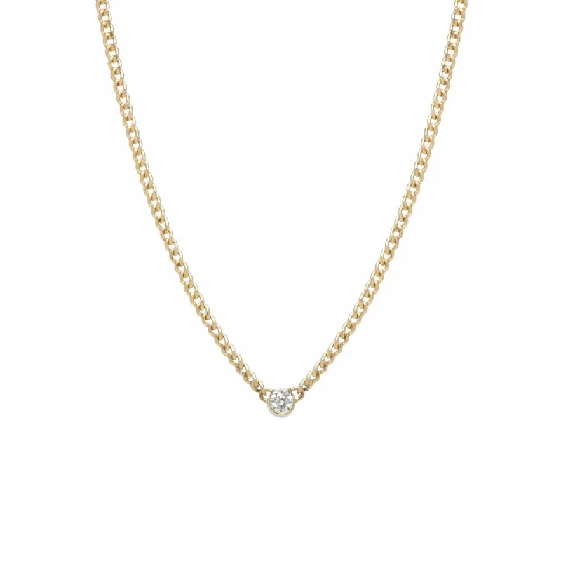 14k Gold 3mm Bezel set Diamond Necklace