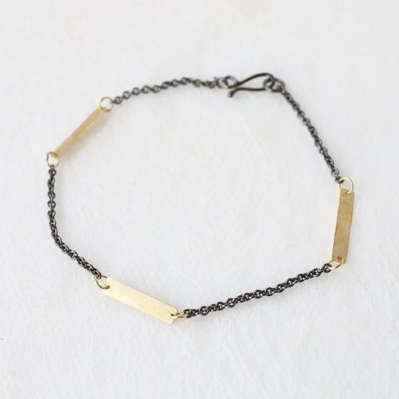 Oxidized Sterling Silver & 18k Gold Morse Bracelet