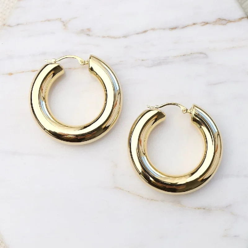 14k Medium 6x30mm Donut Hoops