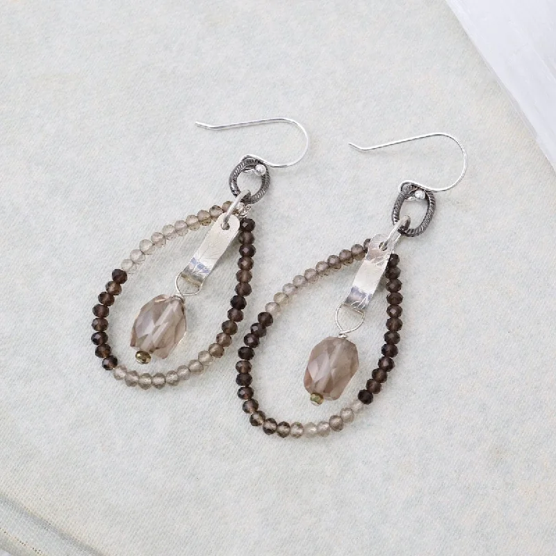 Smokey Quartz Ombre Hoop Earrings