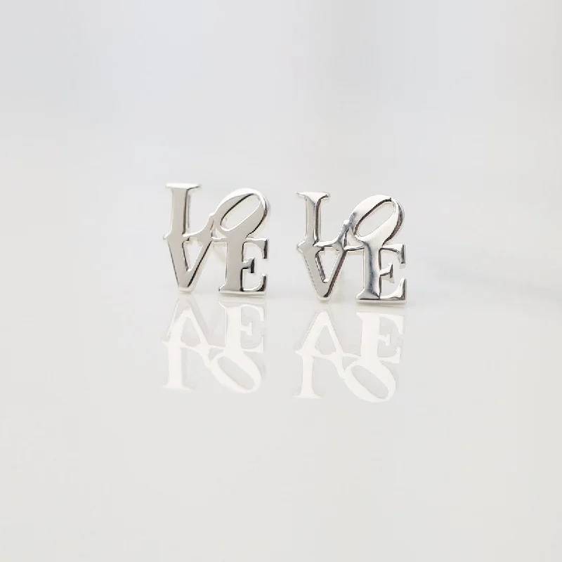 Polished Silver LOVE Stud Earrings