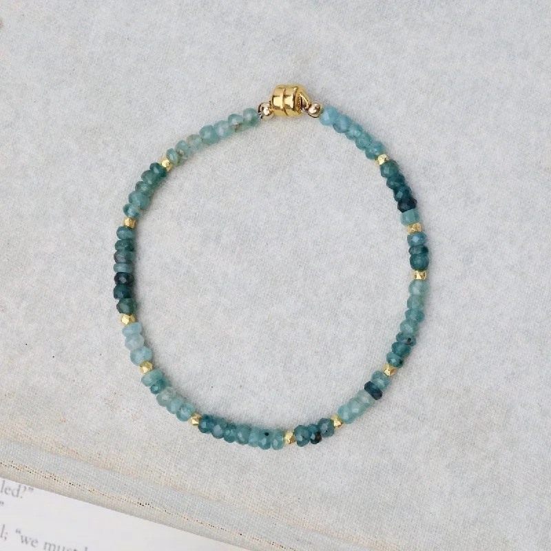 Grandidierite, Dotted With Gold Vermeil Beads Bracelet