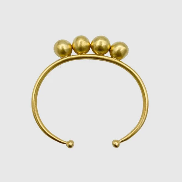 Gold Plated Brass Four Ball Cuff Bracelet