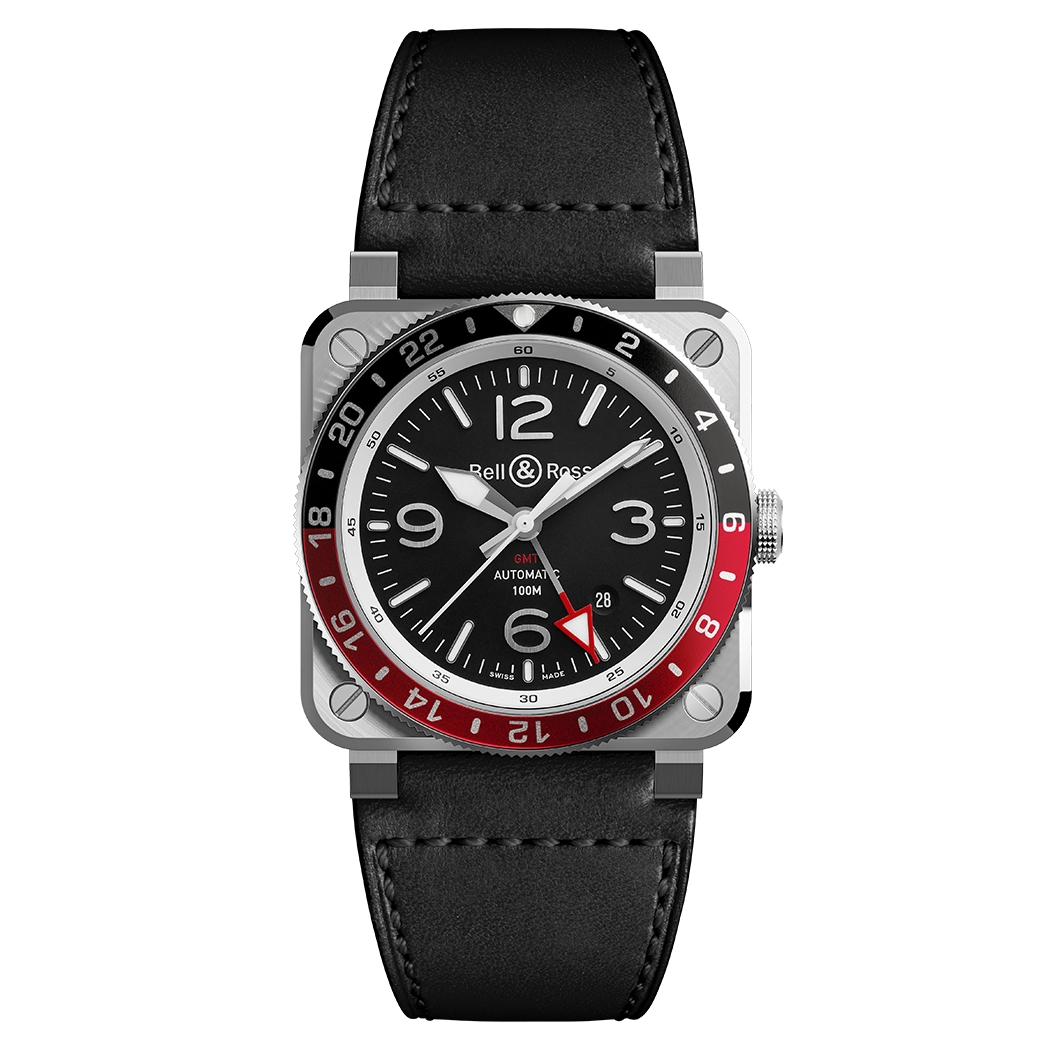 Bell and Ross BR 03-93 GMT Stainless Steel Red and Black Bezel 42mm Automatic