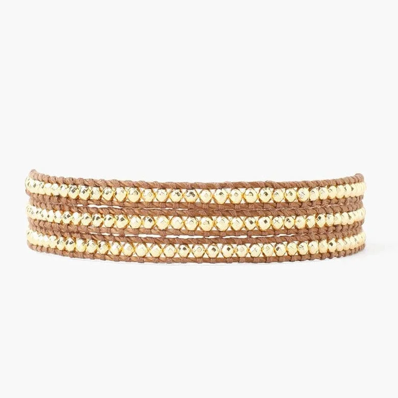 18K Gold Plated 3 Wrap Bracelet