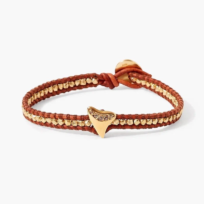 Champagne Diamond Gold Shark Tooth Bracelet