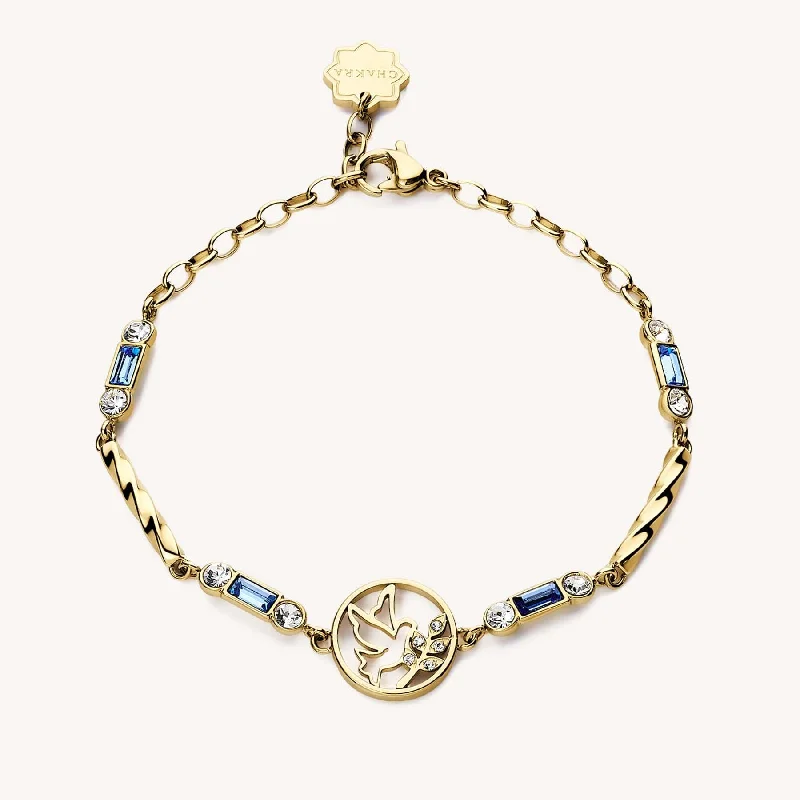 Stainless Steel Gold Tone Chakra Bracelet - Dove