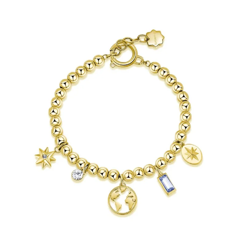 Stainless Steel Gold Tone Chakra Bracelet - World