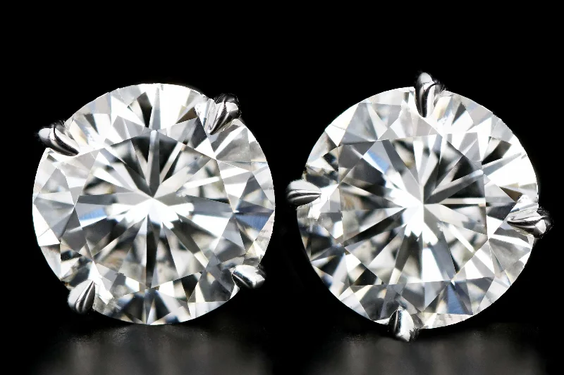 New 14K White Gold 4.01 CTW Round Brilliant Cut Diamond Stud Earrings