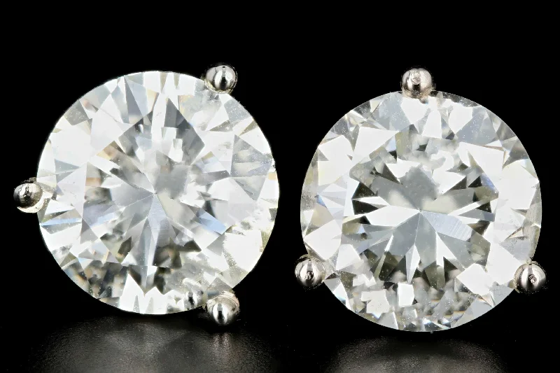 New 14K White Gold 4.03 CTW Round Brilliant Cut Diamond Martini Stud Earrings