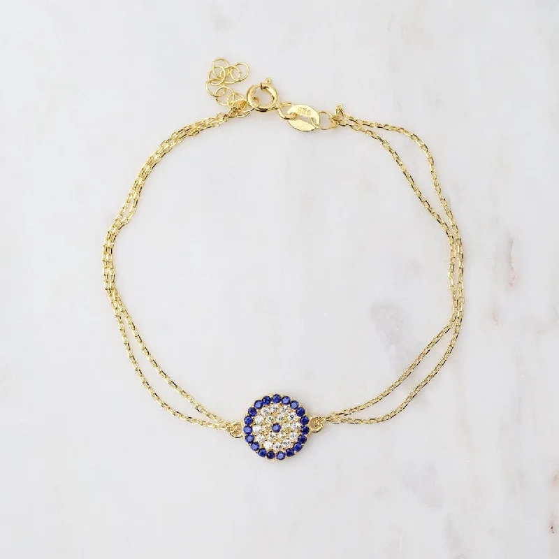 CZ Evil Eye Bracelet - Gold Plated