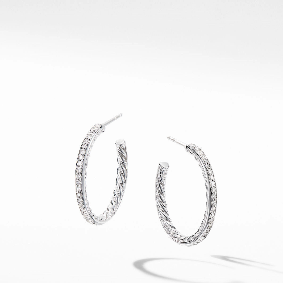 David Yurman Small Diamond Hoop Earrings