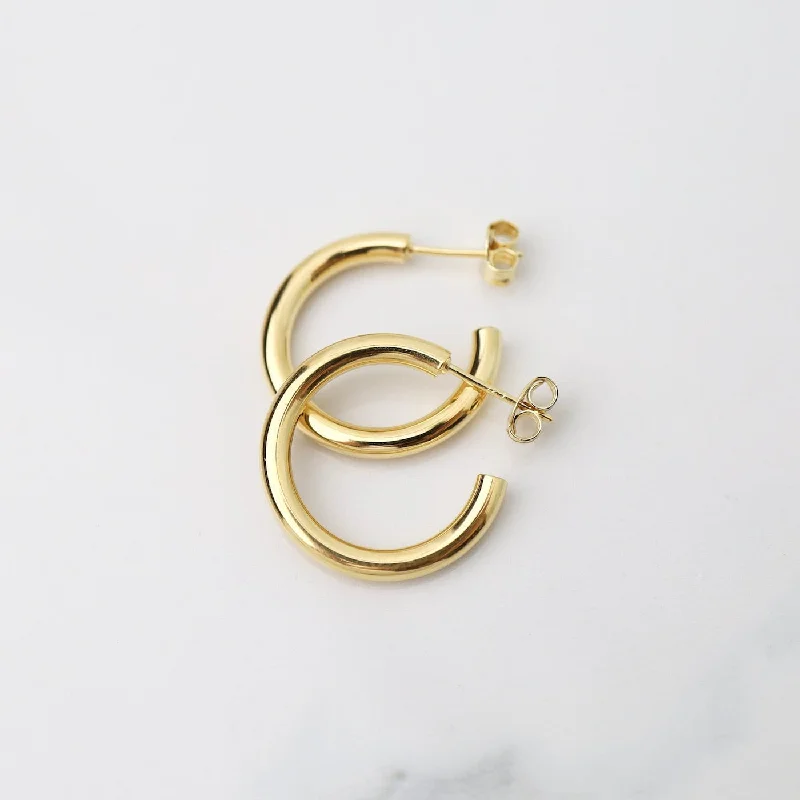 Polished Gold Vermeil Solid Hoops on Post Earrings