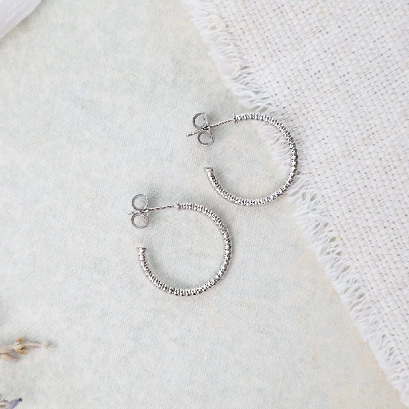 Sterling Silver 3/4" Sparkle Hoop Earrings