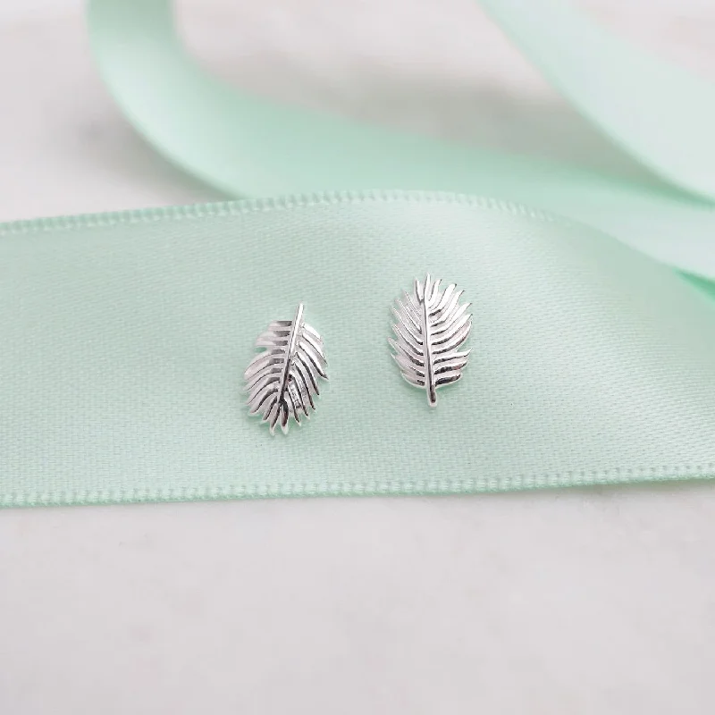 Downy Feather Stud Earrings - Sterling Silver