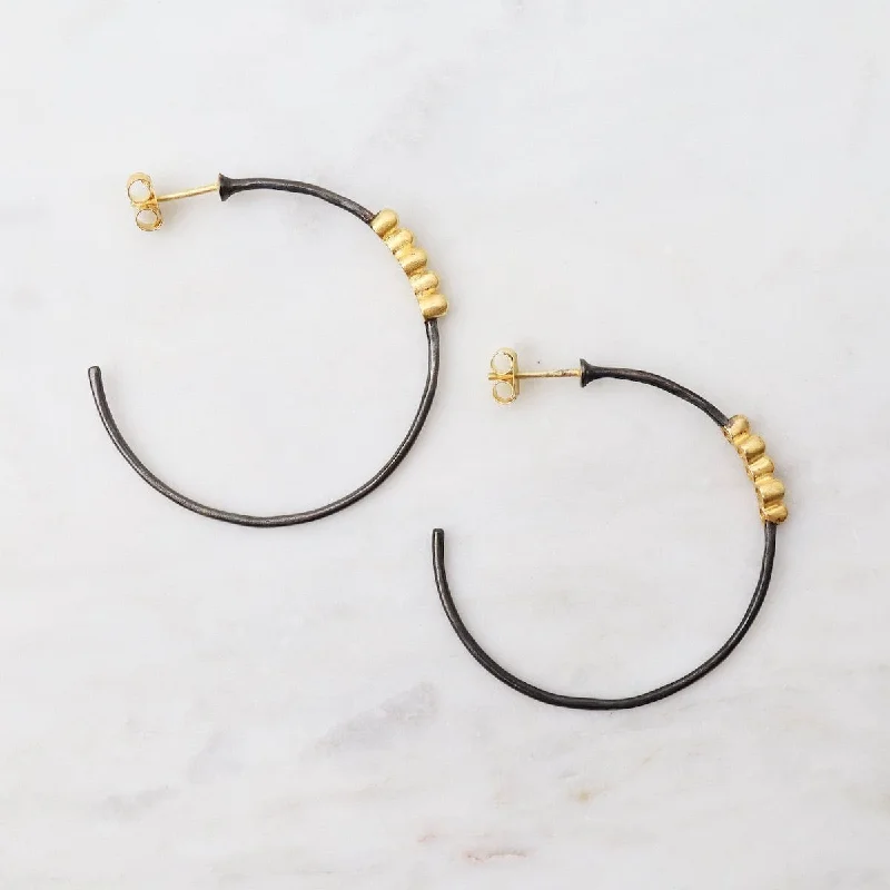 Two Tone Hoops with Gold Dots