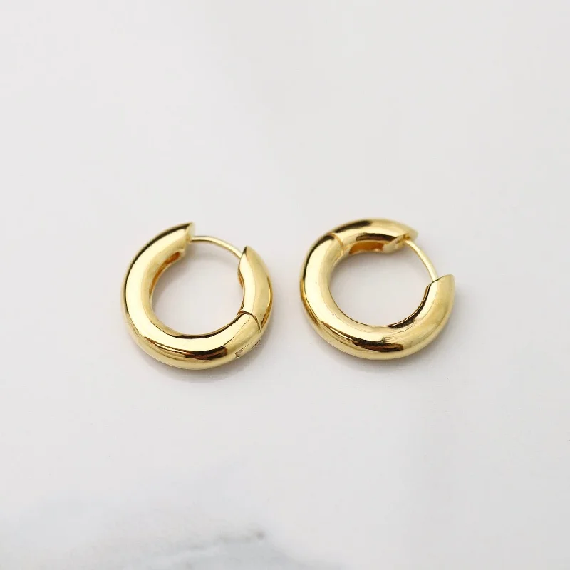 Plain Chunky Doughnut Click Huggie Hoops - Gold Vermeil