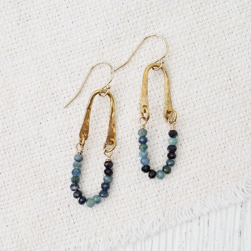 Blue Tourmaline Ombre Hoop Earrings