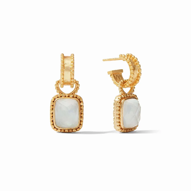 Marbella Hoop & Charm Earrings in Iridescent Clear Crystal