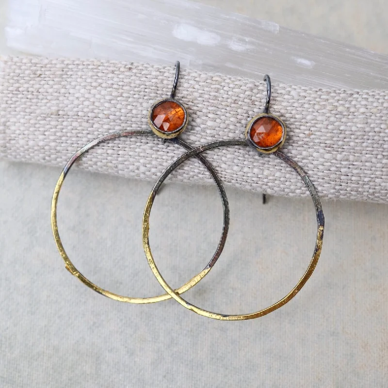 Orange Kyanite Rim Hoop Earrings