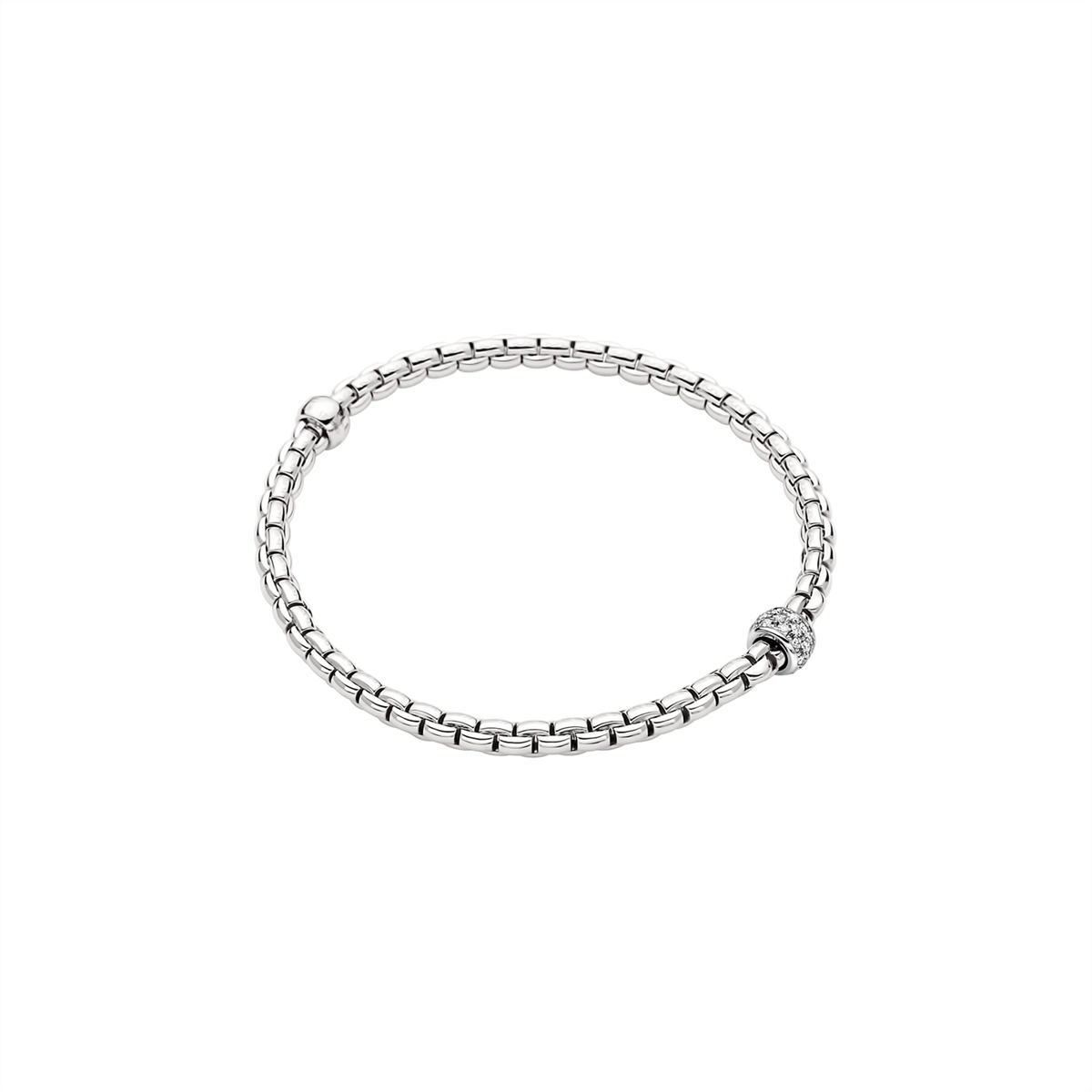 FOPE 18K White Gold Eka Tiny Collection Diamond Bracelet, Large Size