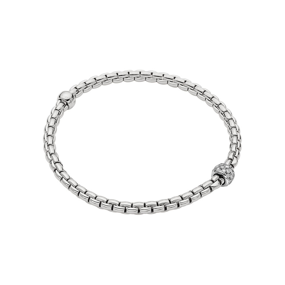 FOPE 18K White Gold Eka Tiny Collection Diamond Bracelet, Medium Size