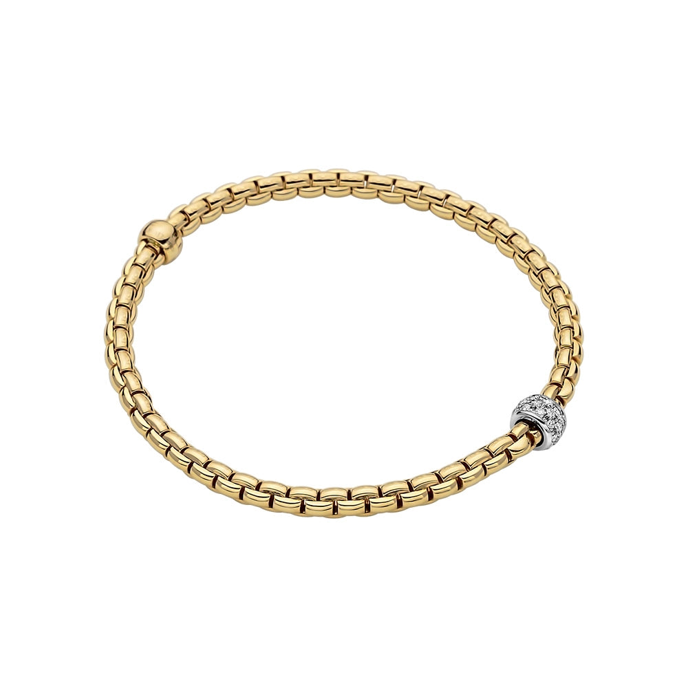 FOPE 18K Yellow Gold Eka Tiny Collection Diamond Accent Bracelet