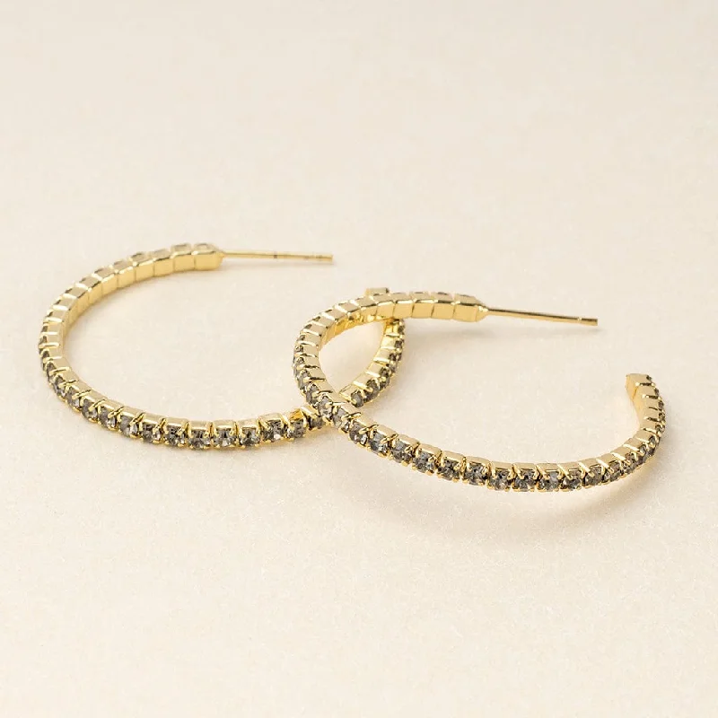 Sparkle & Shine Small Rhinestone Hoop Earrings - Greige