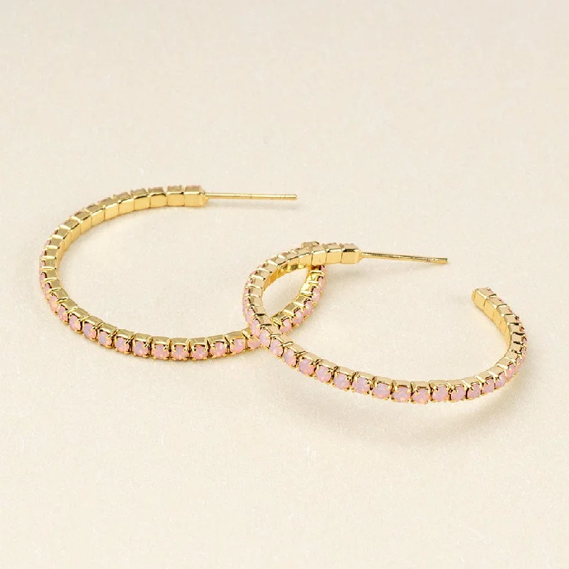 Sparkle & Shine Small Rhinestone Hoop Earrings - Rose Water