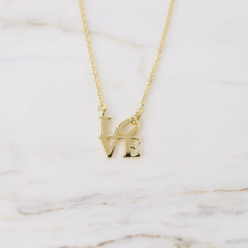 Gold Vermeil Polished Mini LOVE Necklace