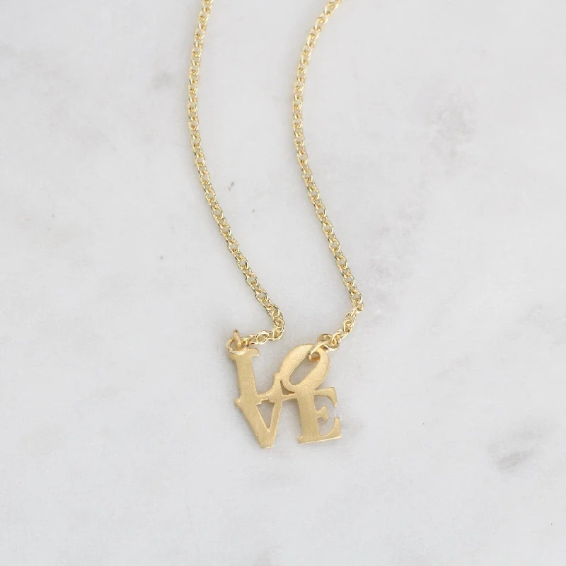 Matte Gold Vermeil Mini LOVE Necklace