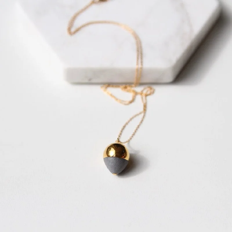 Gold & Grey Acorn Necklace