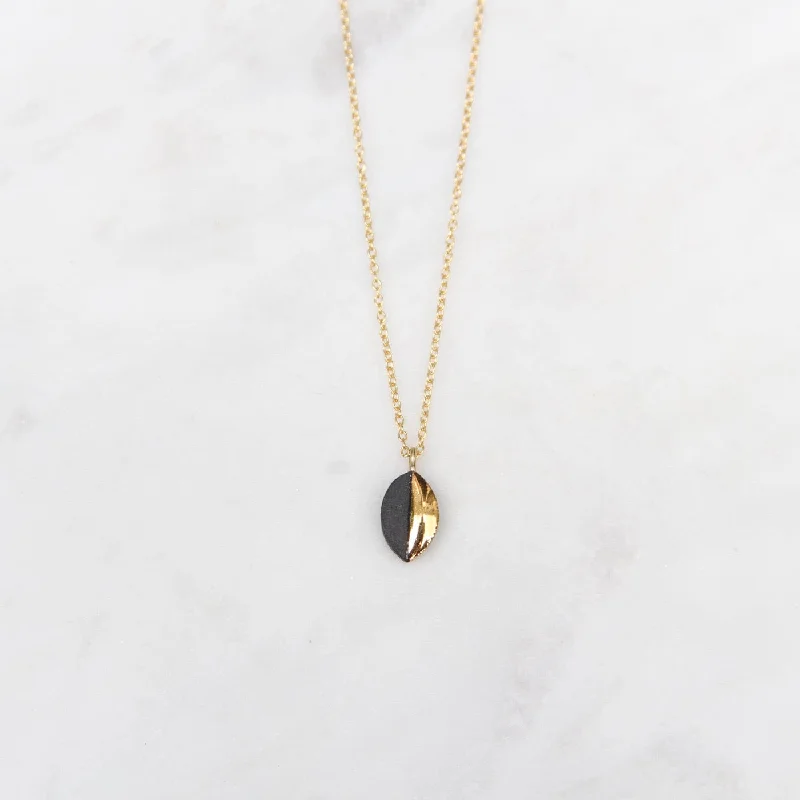 Black Gold Dipped Mini Marquise Necklace