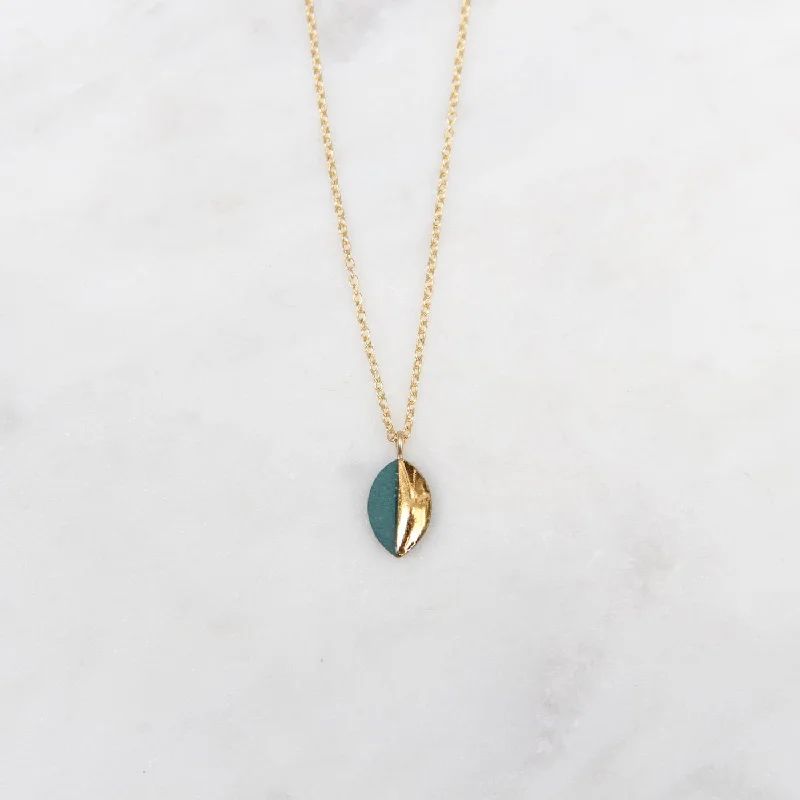 Teal Gold Dipped Mini Marquise Necklace