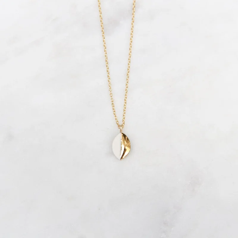 White Gold Dipped Mini Marquise Necklace