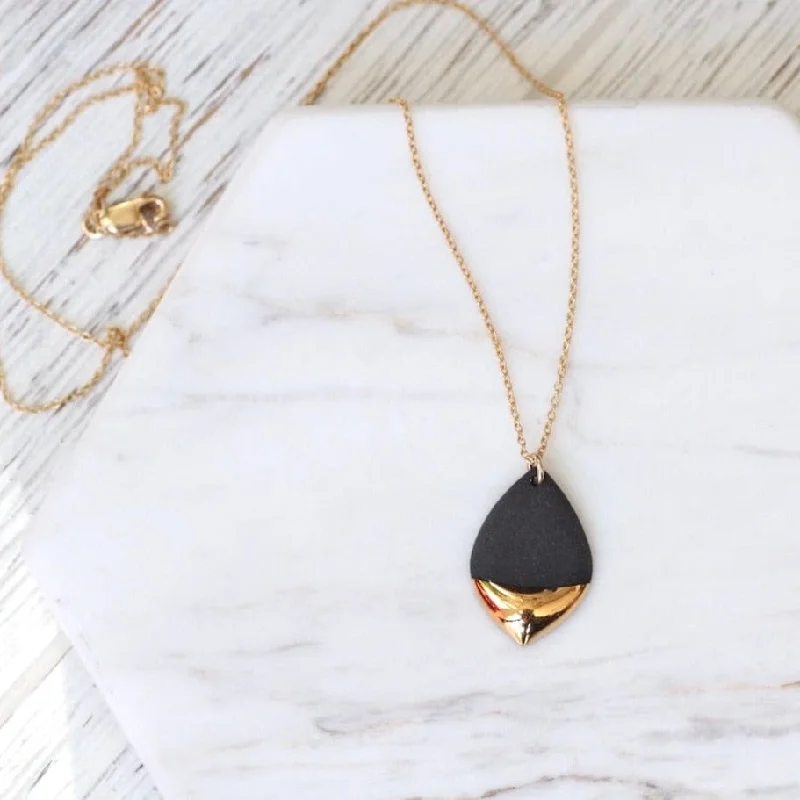 Black Gold-Dipped Marquise Necklace