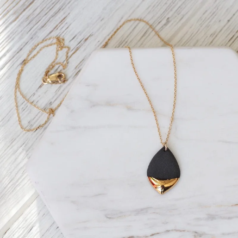 Black Gold Dipped Marquise Necklace