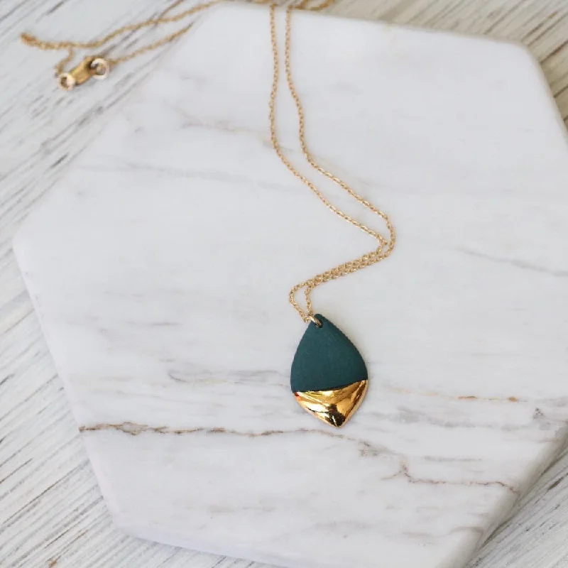 TEAL GOLD DIPPED MARQUISE NECKLACE