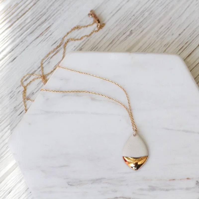 WHITE GOLD DIPPED MARQUISE NECKLACE