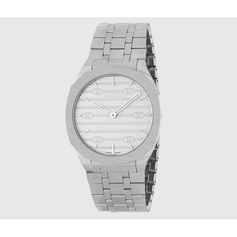 Gucci 25H Stainless Steel Silver Dial 30mm Quartz