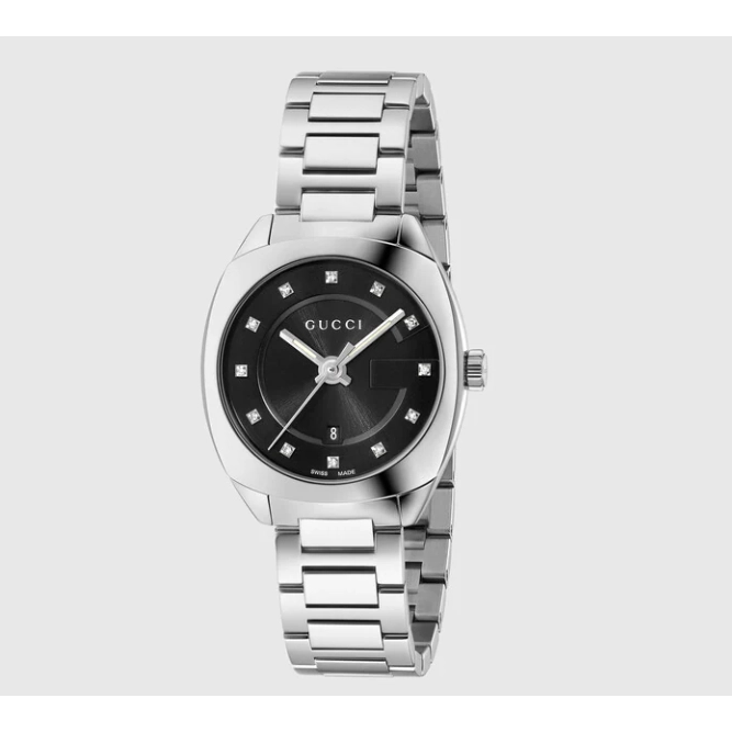 Gucci GG2570 Stainless Steel Black Dial Diamonds 29mm Quartz