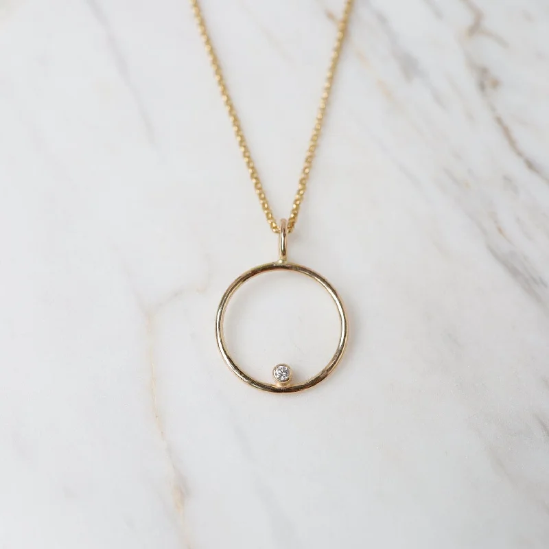 Helios Necklace -14k Gold & White Diamond