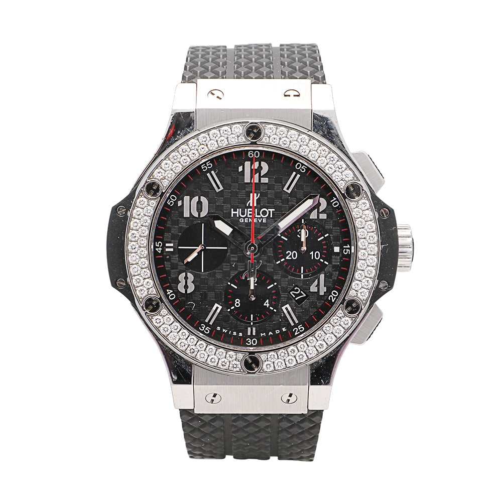 Hublot Big Bang 44mm Black Carbon Fiber Dial Diamonds Rubber Strap Automatic (Preowned)