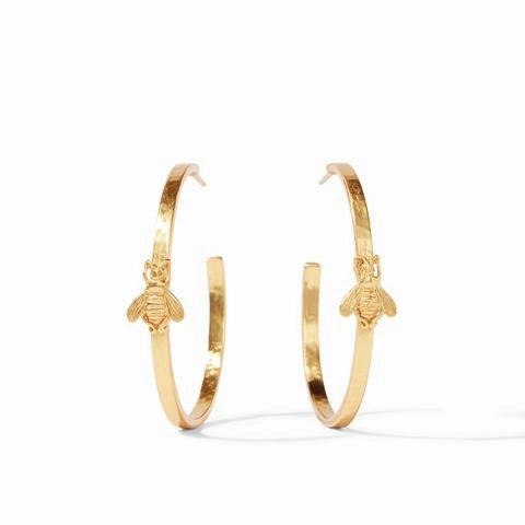 Julie Vos 24K Yellow Gold Plated Bee Hoop Earrings, Large