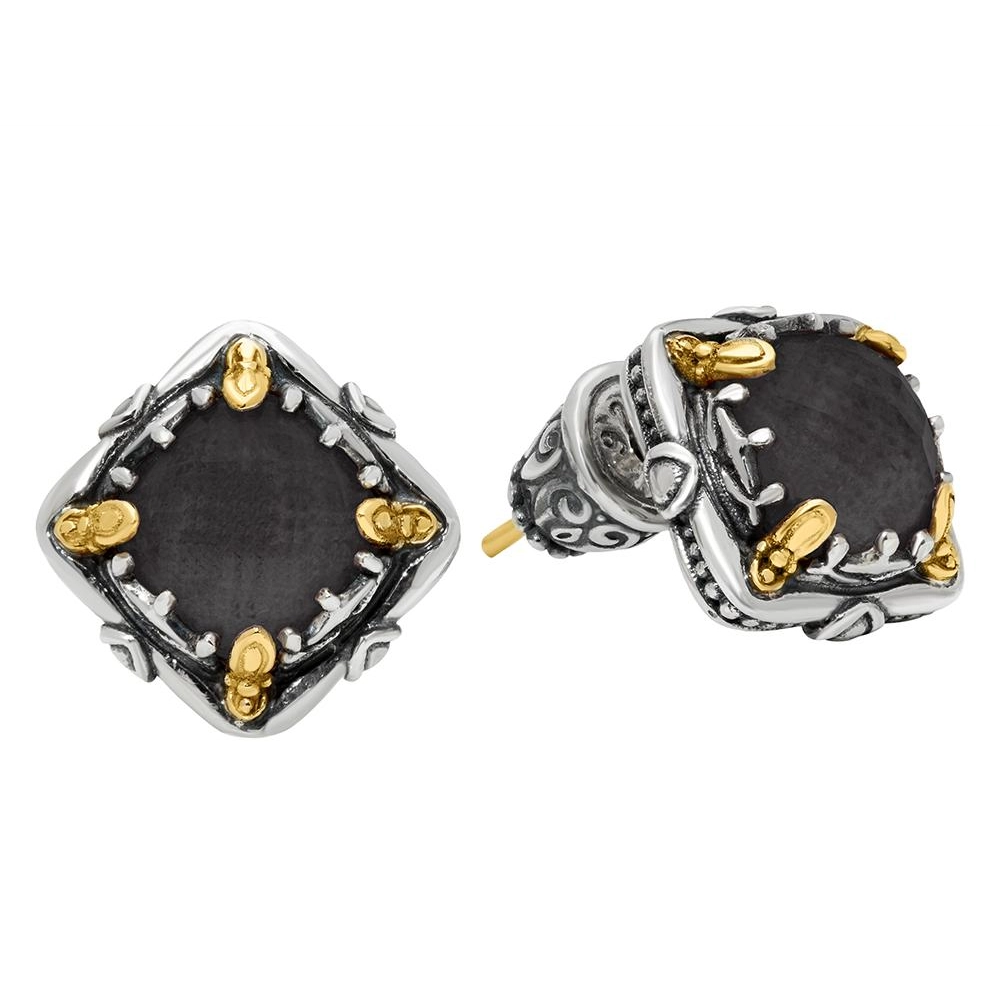 Konstantino Gen K Silver and 18K Gold Black Onyx Stud Earrings