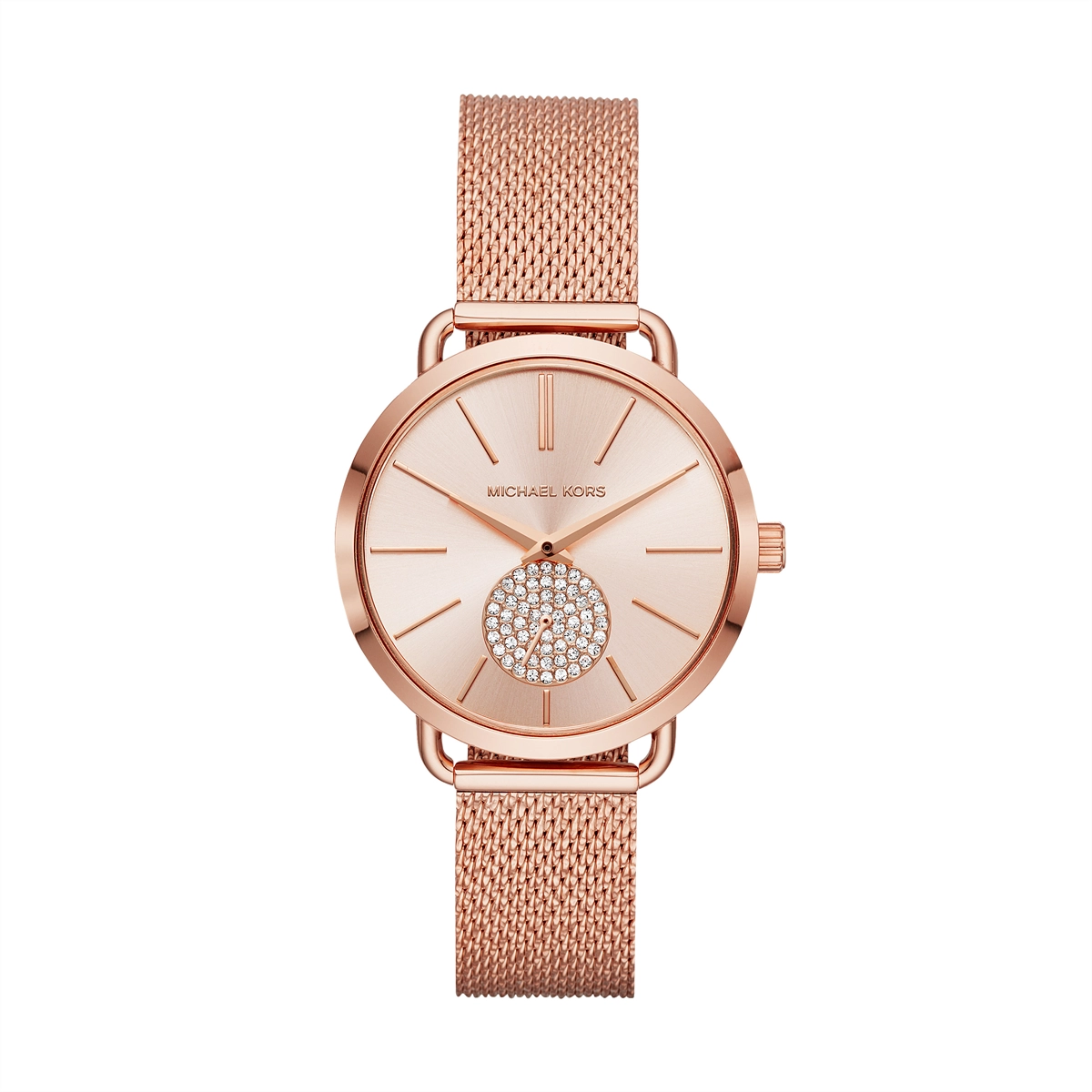 Michael Kors Portia Three Hand Watch Rose-Tone 37mm Quartz