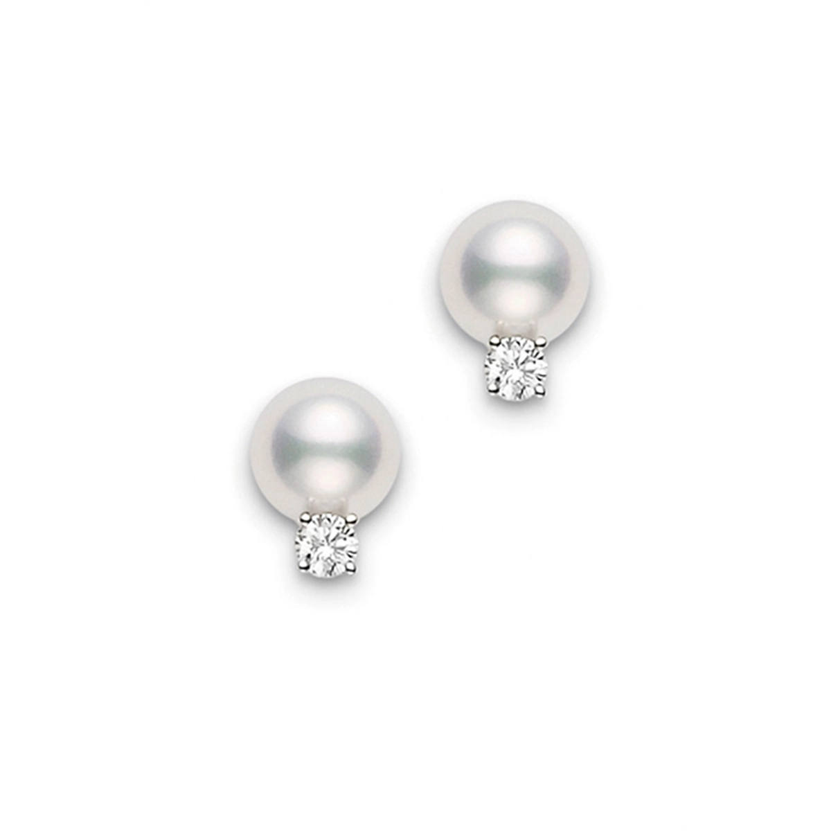 Mikimoto 18K White Gold Pearl & Diamond Stud Earrings