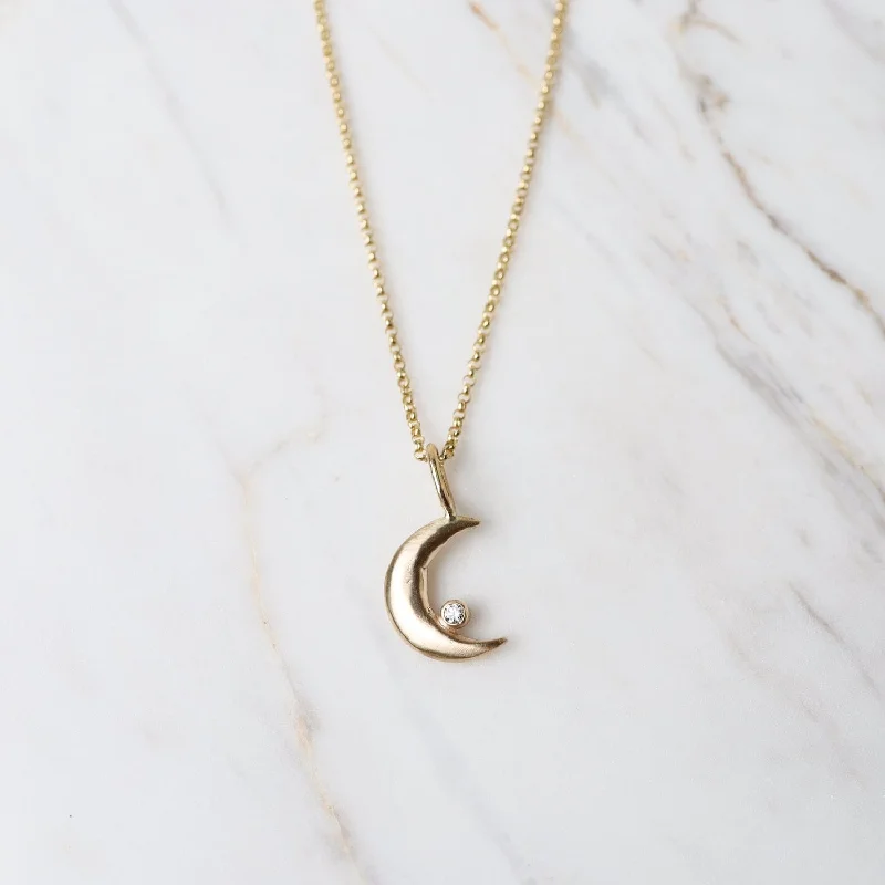 Mini Luna Necklace - 14k Gold & Diamond