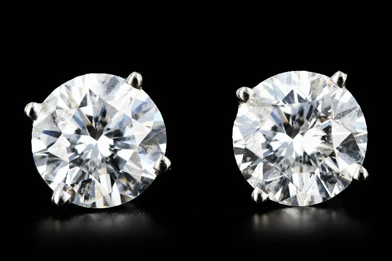 Modern 14K White Gold 2.6CTW Brilliant Round Diamond Studs