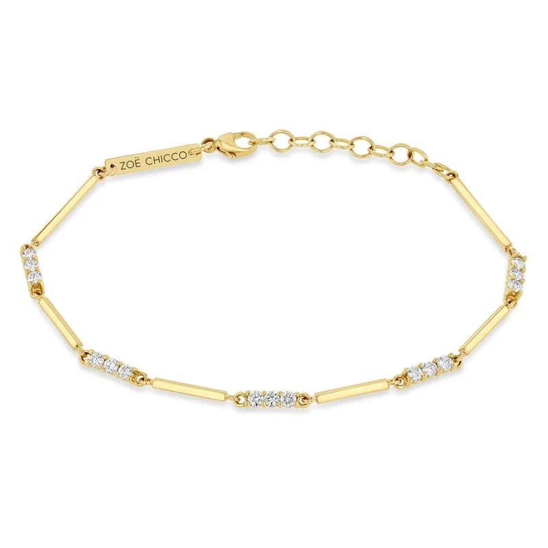 14k Mixed Gold & Diamond Bar Bracelet